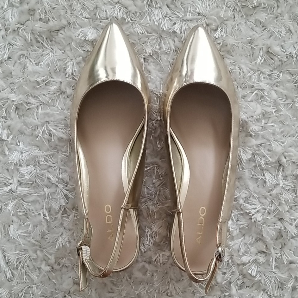 ALDO Valterra Gold Slingback Block Heels